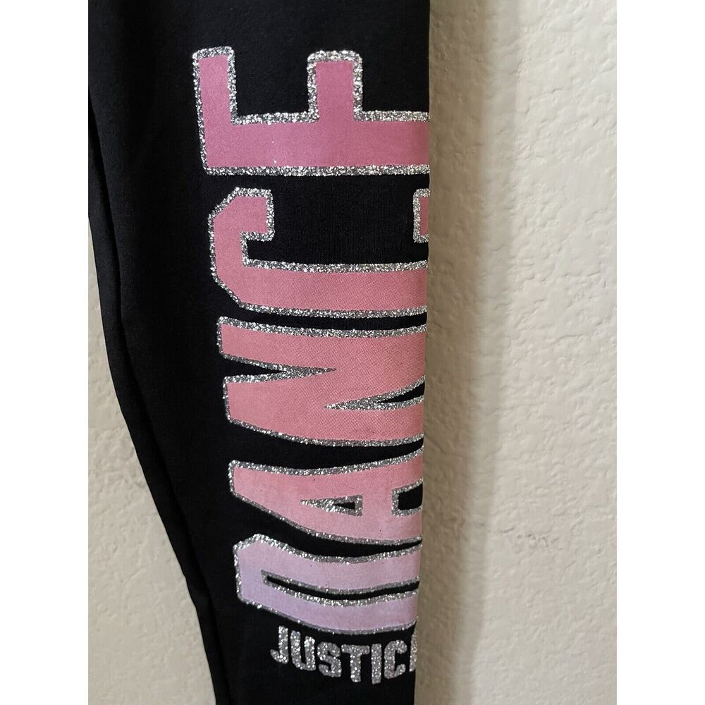 Justice Black Dance Glitter Sparkle High Waist Full Length Leggings Size 12 - Picture 4 of 7
